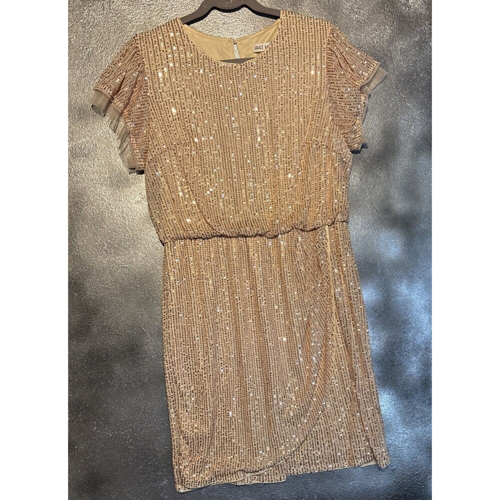 Grace Karin L Gold Sequin Knee length Cocktail Dress Formal Event Wedding Party